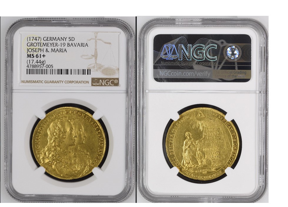 1747年 バイエルン マクシミリアン3世ヨーゼフ 5ダカット金貨 Ms61 Ngc ソブリンパートナーズ