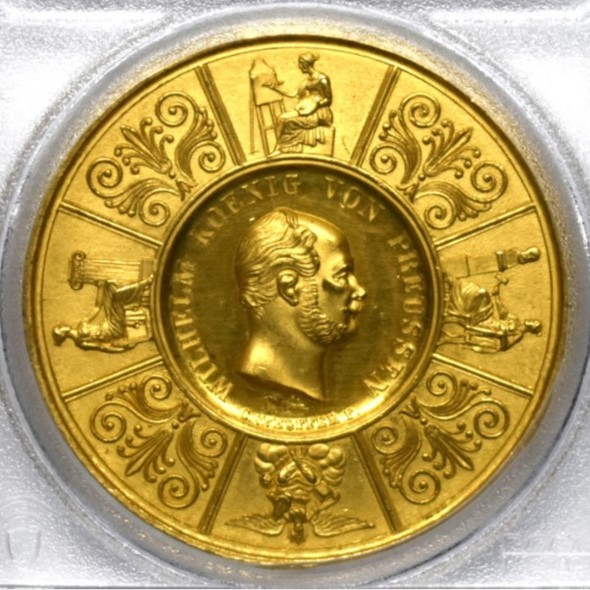 Sold】1861年 プロイセン ヴィルヘルム1世 20ダカット金メダル SP63 