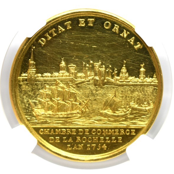 1754年 ルイ15世 都市景観 金メダル MS61PL NGC | ソブリンパートナーズ