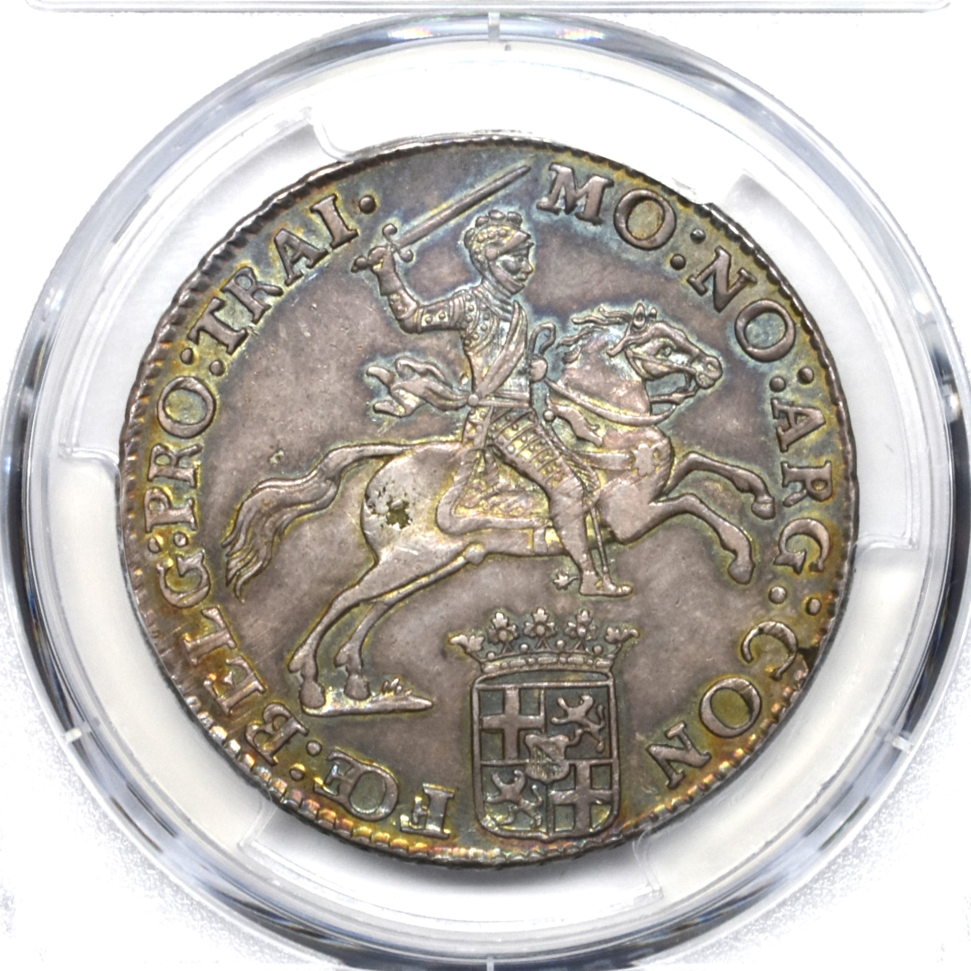 Sold】1764年 ユトレヒト 馬上の騎士 1/2デュカトン銀貨 MS62 PCGS
